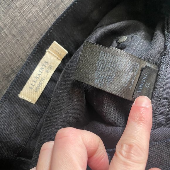 All Saints cigarette jeans size 32x32 dark denim black wash - Picture 7 of 7